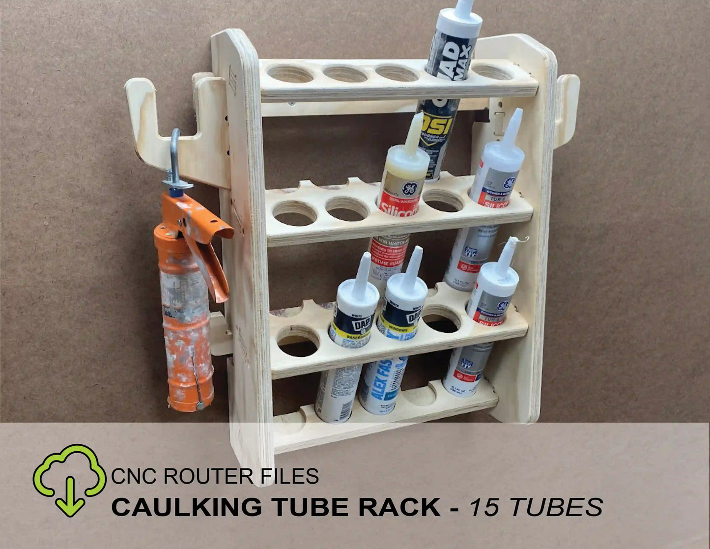 caulk tube storage rack idea for plywood rack made on a cnc router