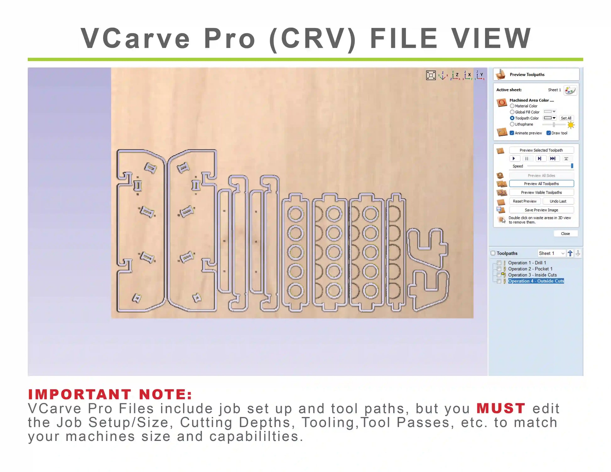 caulk tube holder vectric vcarve crv files with toolpaths with a 1/4" endmill