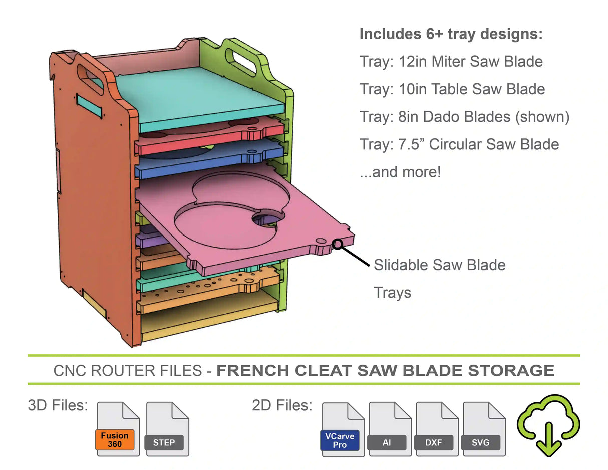 CNC Router Files French Cleat Saw Blade Holder