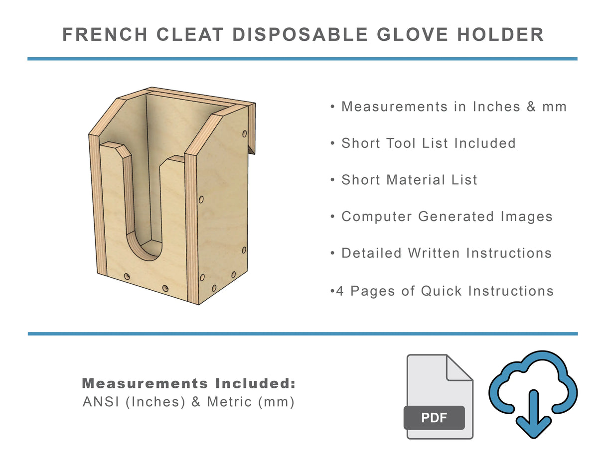 French Cleat Disposable Rubber Glove Dispenser DIY Woodworking Plans