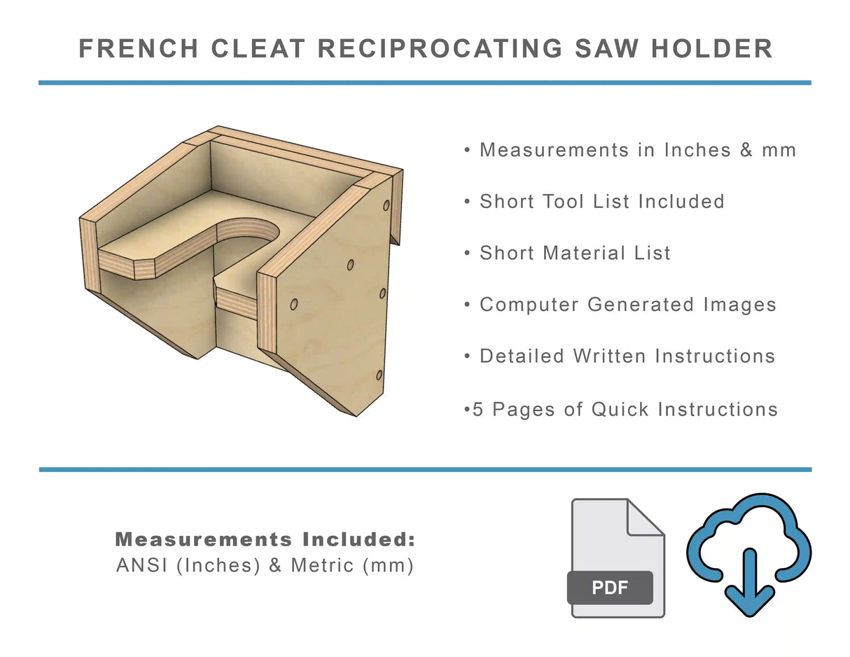 French Cleat Reciprocating Saw Holder DIY Woodworking Plans