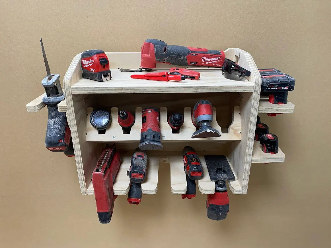 CNC Made Cordless Drill Organizer, Wall Mounted Cordless Tool