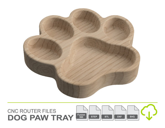 CNC Router Files Dog Paw Tray 3D Model