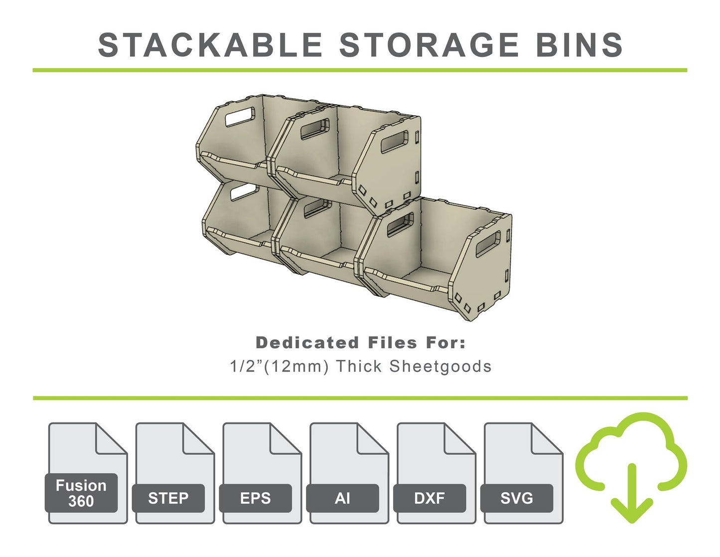 CNC Router Files Stackable Storage Bins Organizer 3D Model