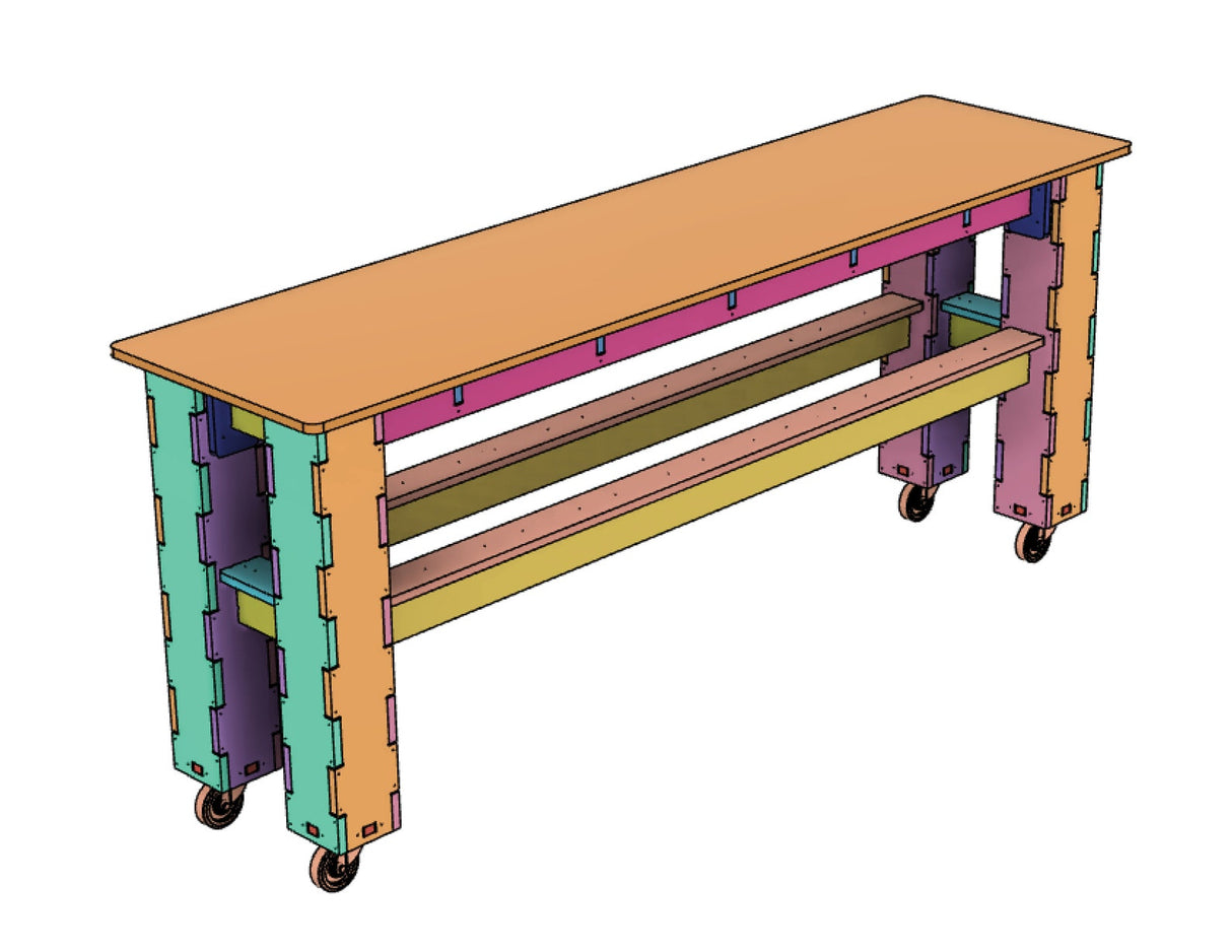 CNC Router Files Workbench Table 2'x8' 3D Model