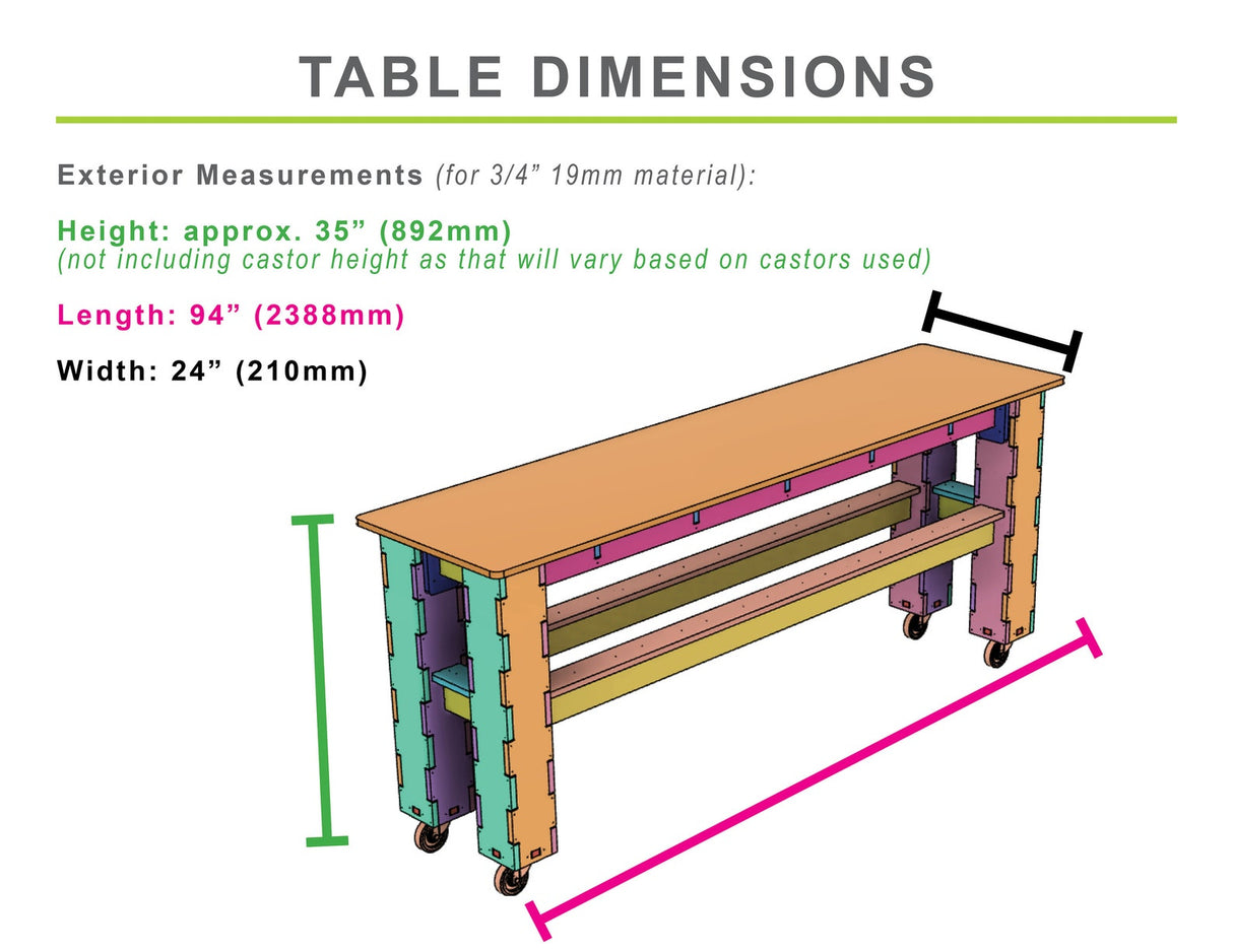 CNC Router Files Workbench Table 2'x8' 3D Model