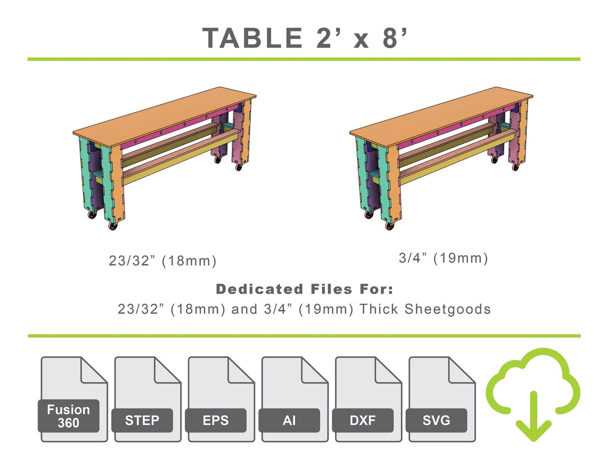 CNC Router Files Workbench Table 2'x8' 3D Model