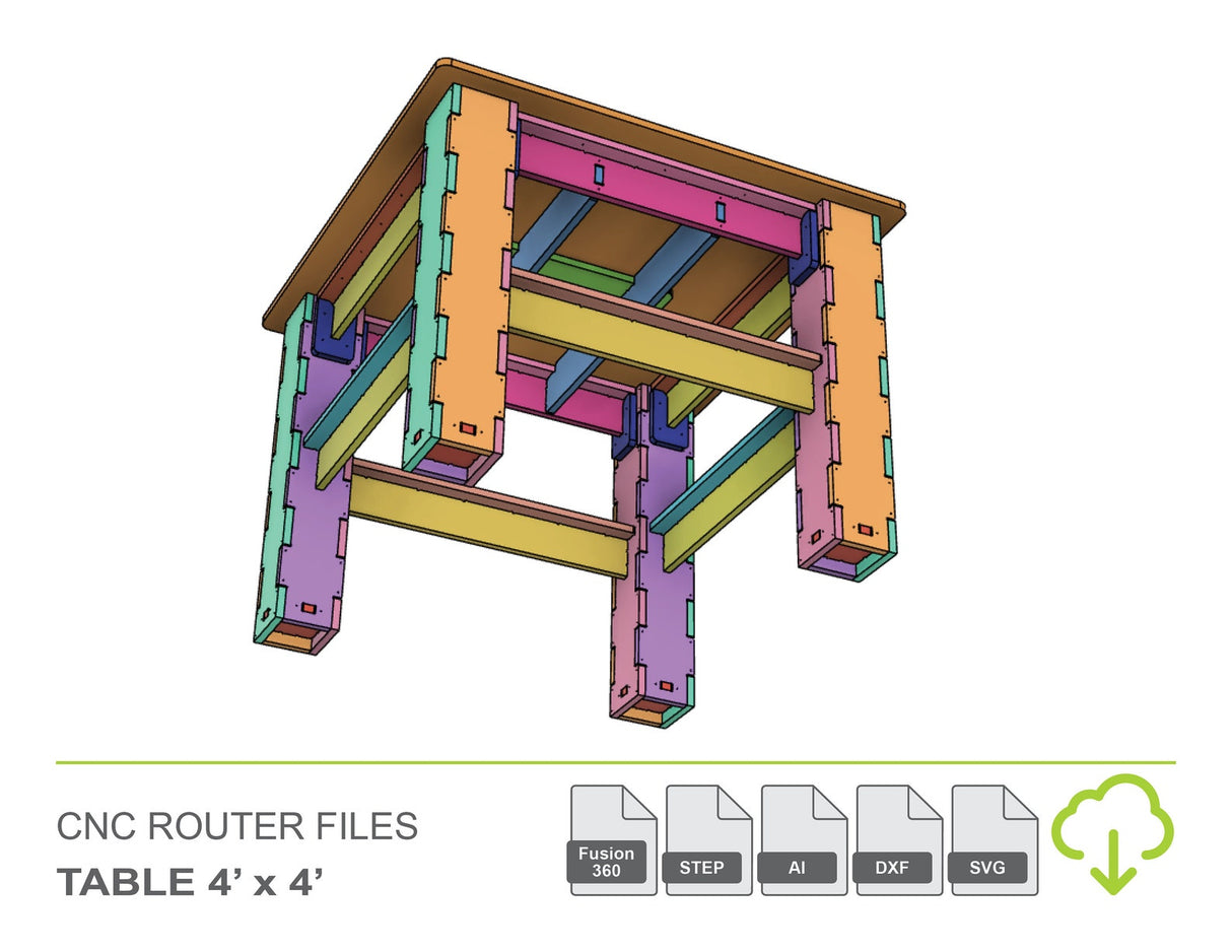 CNC Router Files Workbench Table 4'x4' 3D Model