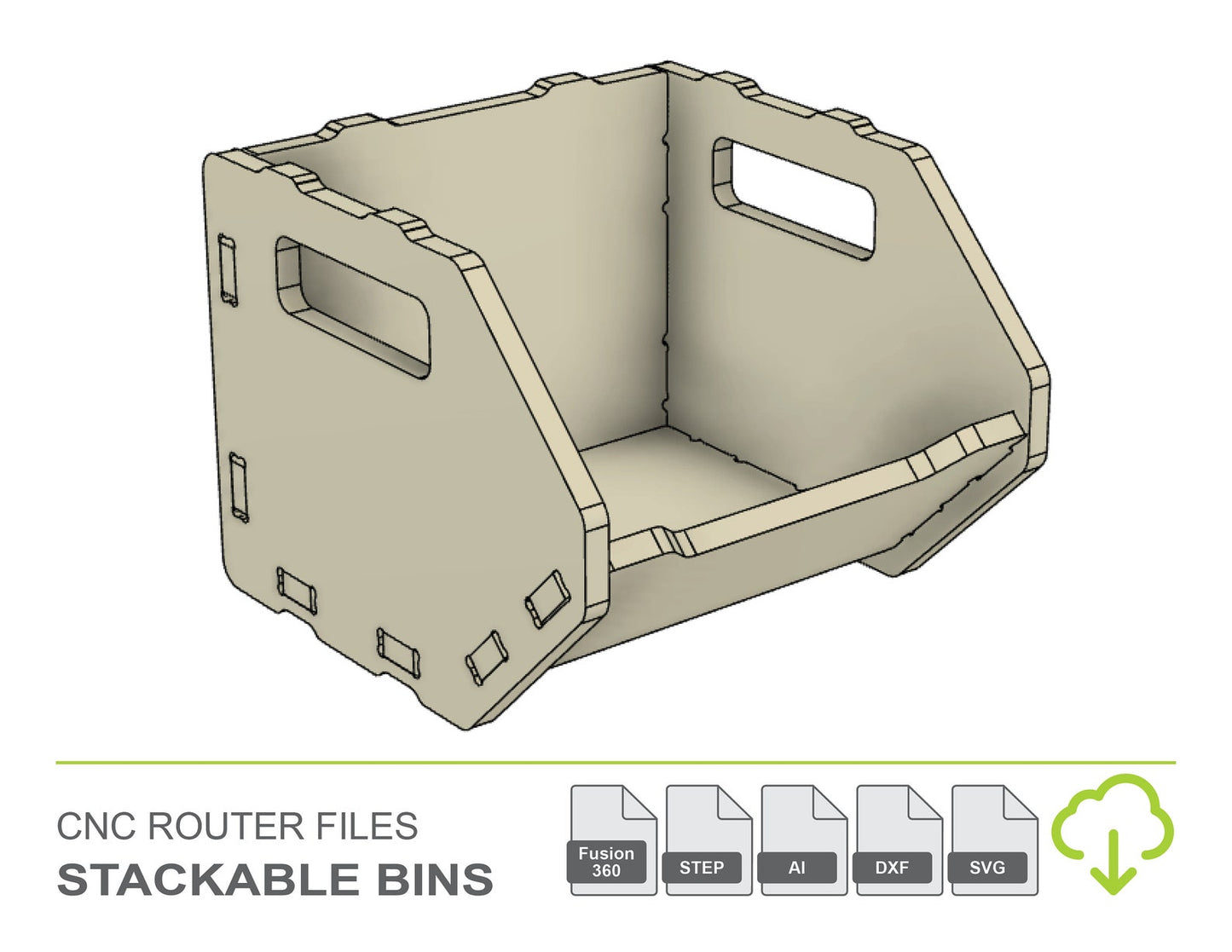 CNC Router Files Stackable Storage Bins Organizer 3D Model