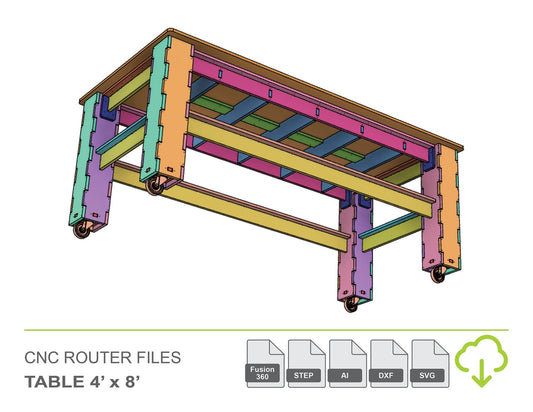 CNC Router Files Workbench Table 4'x8' 3D Model