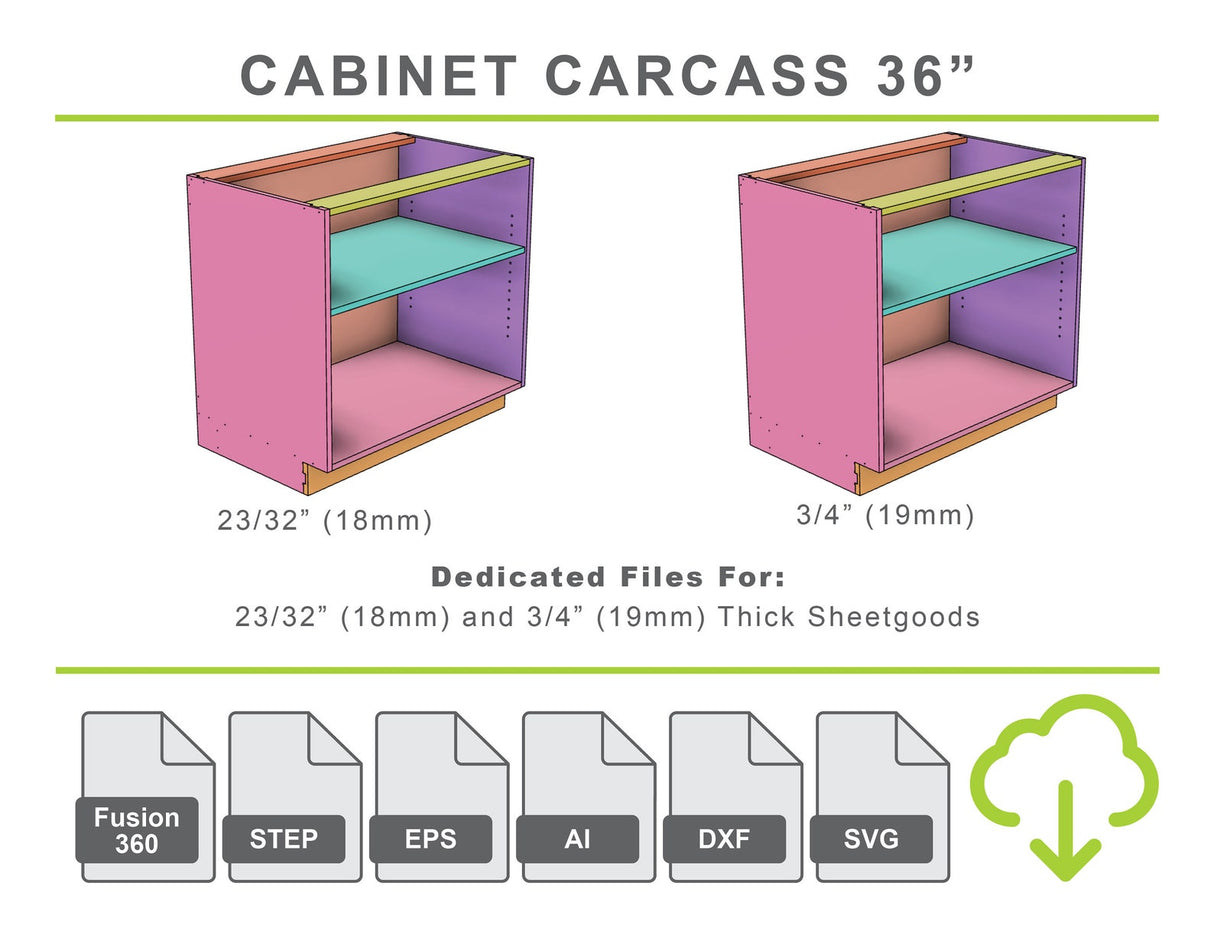CNC Router Files 36" Shop Cabinet Carcass 3D Model