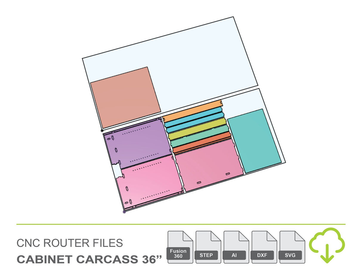 CNC Router Files 36" Shop Cabinet Carcass 3D Model